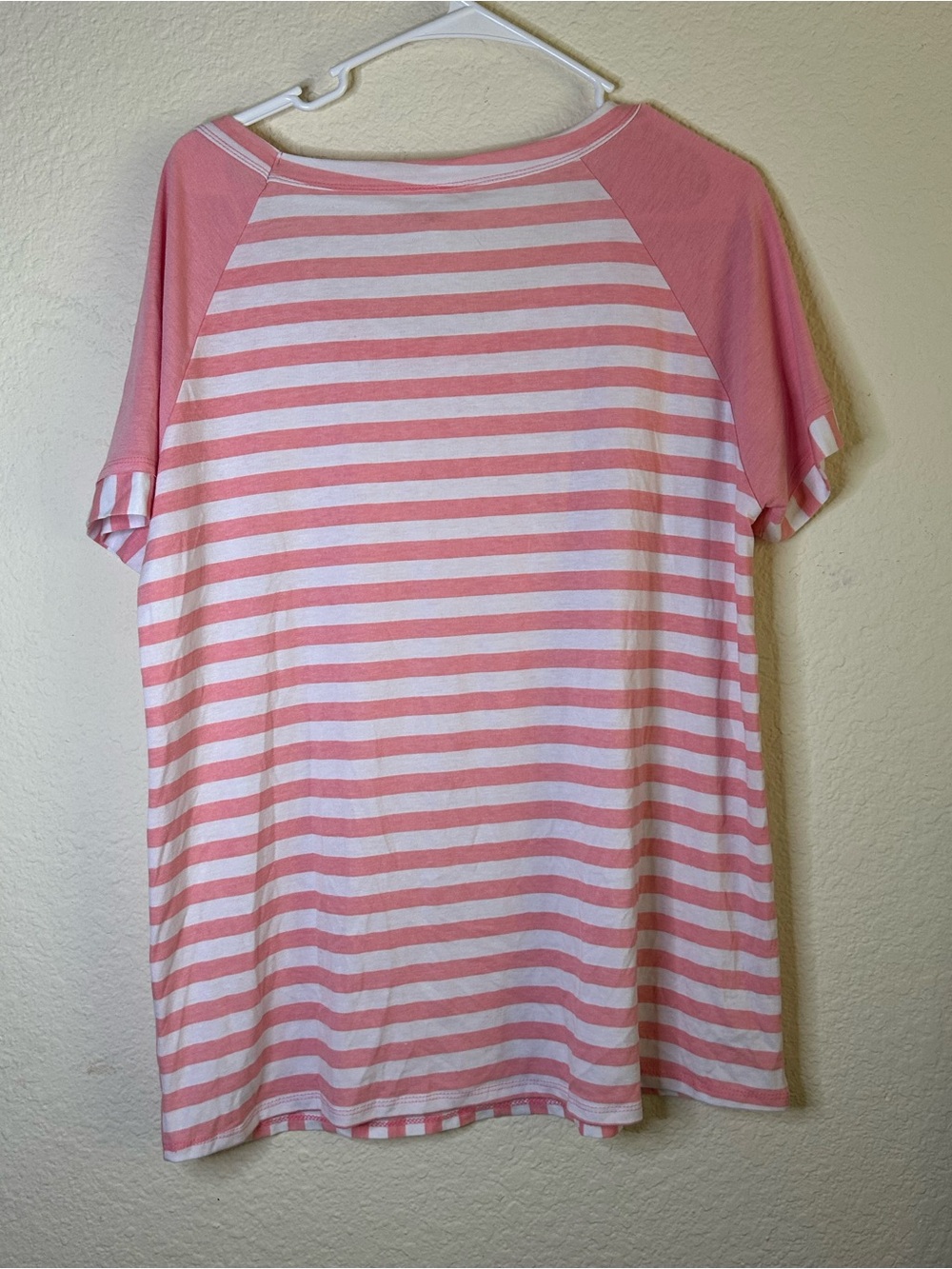 Sew In Love Pink & White Striped Raglan Short Sleeve Tee Girly Casual Large Prep - Picture 4 of 6